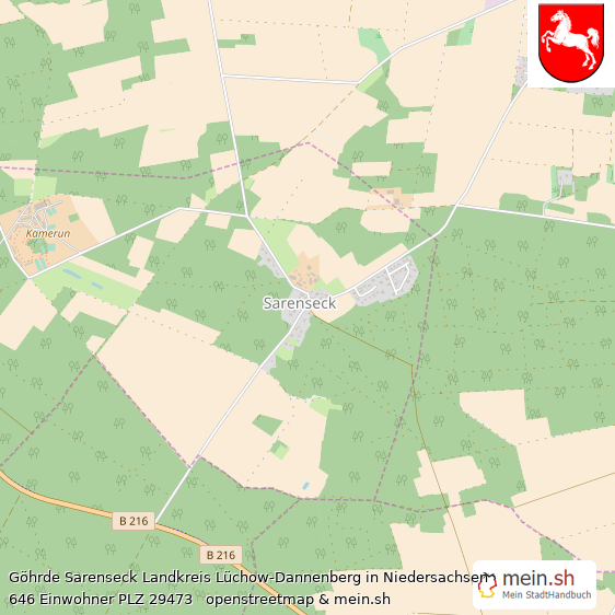 Göhrde Sarenseck Landkreis Lüchow-Dannenberg Lageplan © Openstreetmap Contributors Göhrde Sarenseck Lageplan